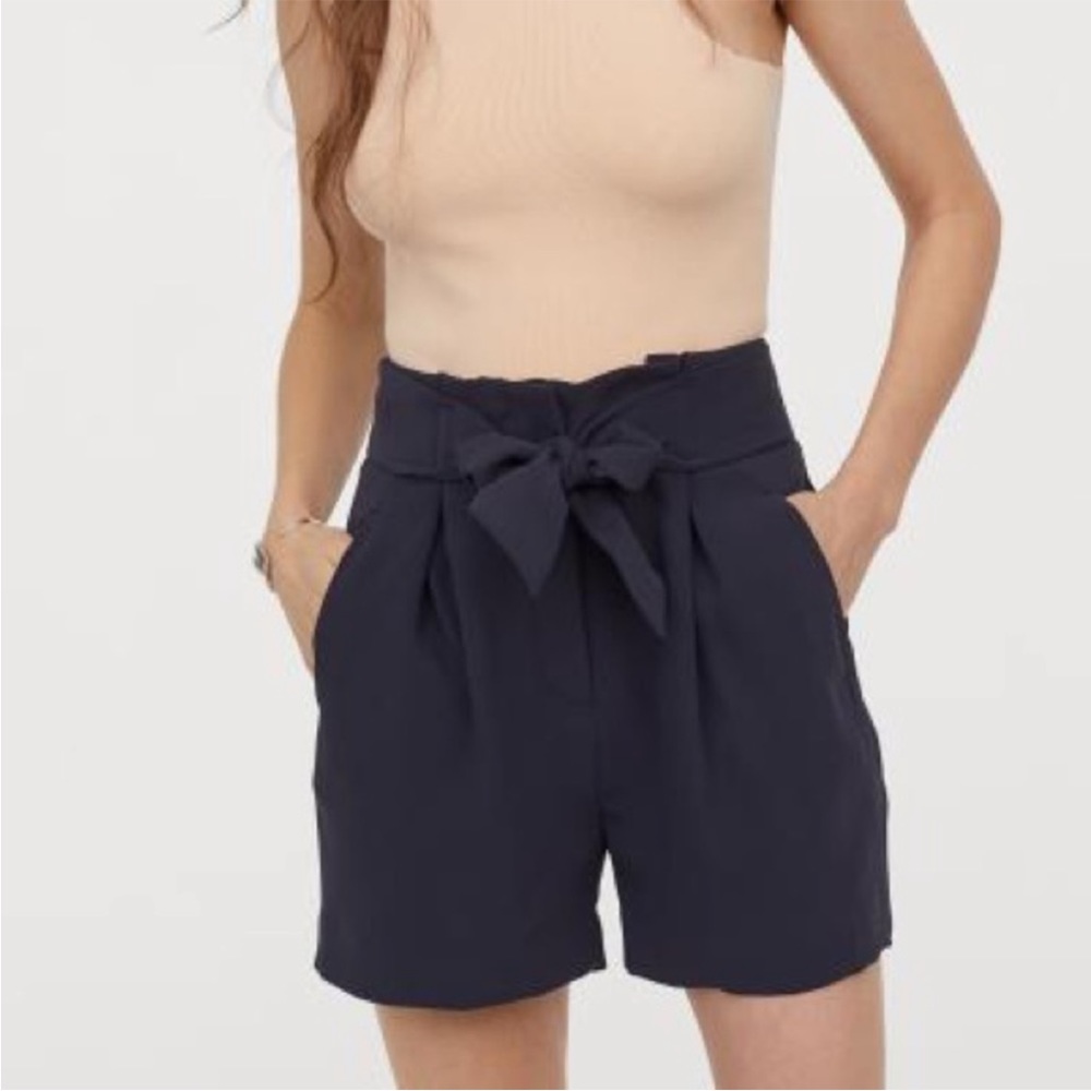 Navy Shorts with Tie Belt
